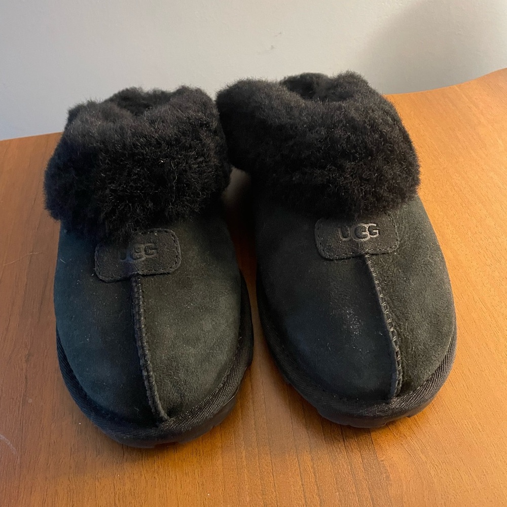 UGG Black Suede Cozy Slippers